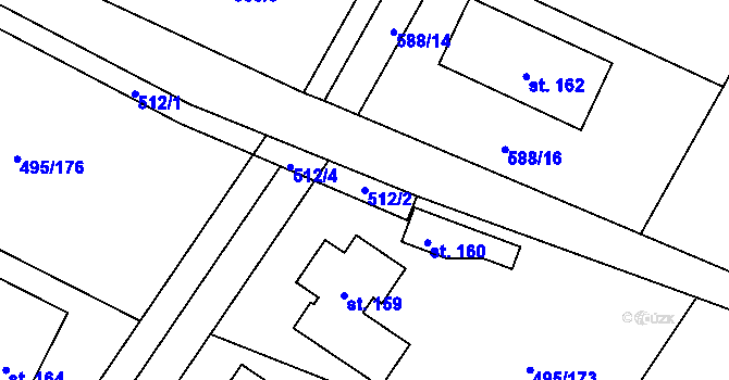 Parcela st. 512/2 v KÚ Dolní Stakory, Katastrální mapa