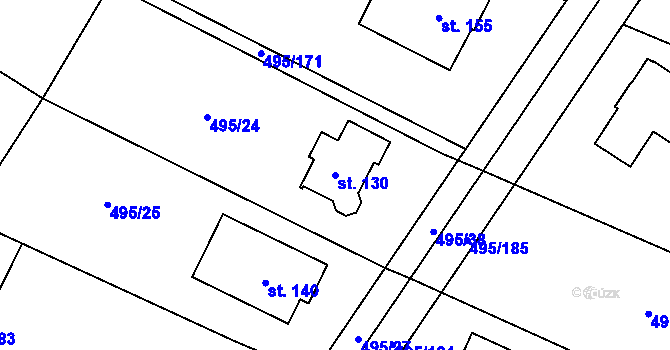 Parcela st. 130 v KÚ Dolní Stakory, Katastrální mapa