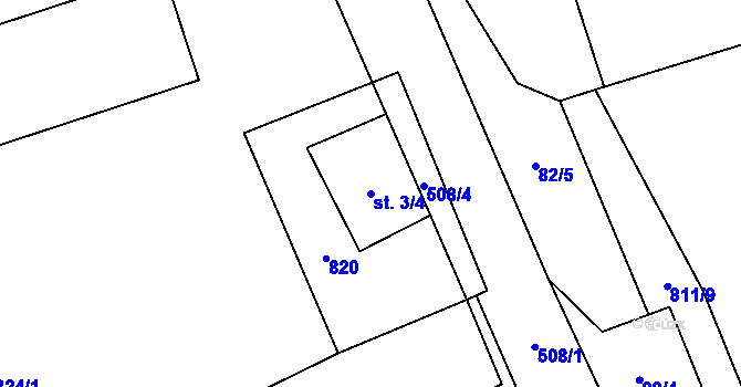 Parcela st. 3/4 v KÚ Dolní Studénky, Katastrální mapa