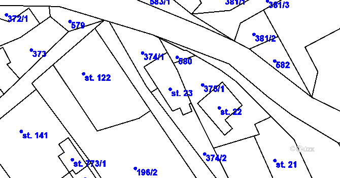 Parcela st. 23 v KÚ Dolní Studénky, Katastrální mapa