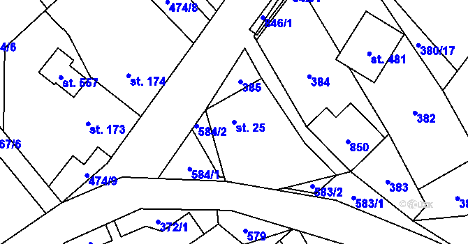 Parcela st. 25 v KÚ Dolní Studénky, Katastrální mapa