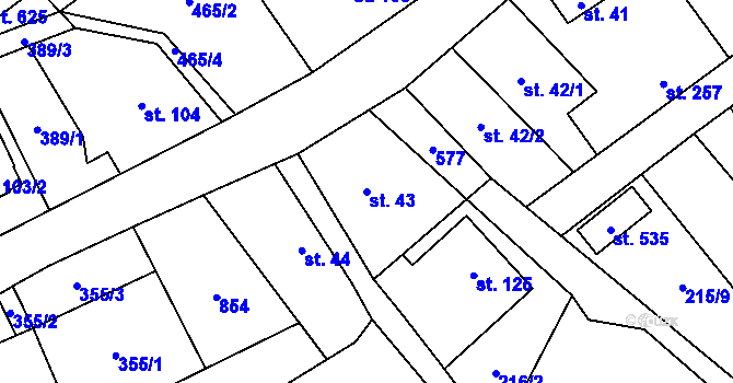 Parcela st. 43 v KÚ Dolní Studénky, Katastrální mapa