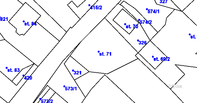 Parcela st. 71 v KÚ Dolní Studénky, Katastrální mapa