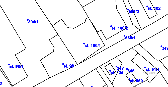 Parcela st. 100/1 v KÚ Dolní Studénky, Katastrální mapa