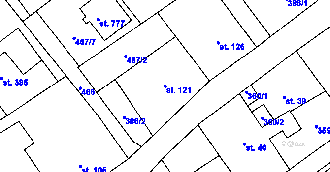Parcela st. 121 v KÚ Dolní Studénky, Katastrální mapa