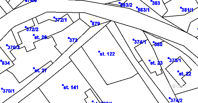 Parcela st. 122 v KÚ Dolní Studénky, Katastrální mapa