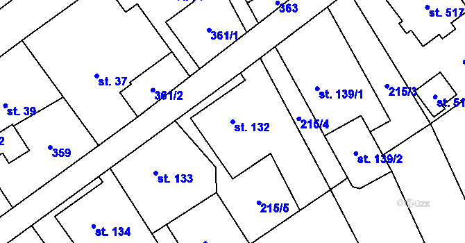Parcela st. 132 v KÚ Dolní Studénky, Katastrální mapa