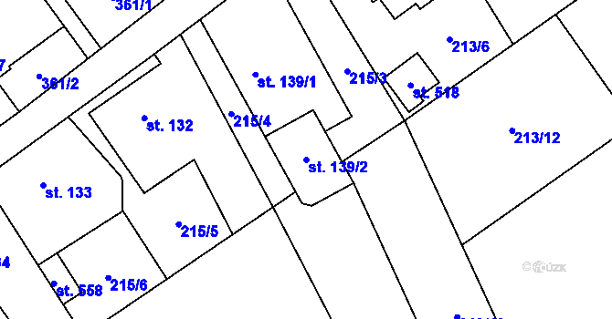 Parcela st. 139/2 v KÚ Dolní Studénky, Katastrální mapa