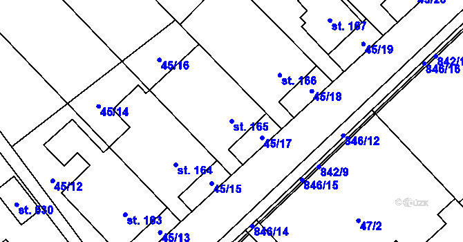 Parcela st. 165 v KÚ Dolní Studénky, Katastrální mapa