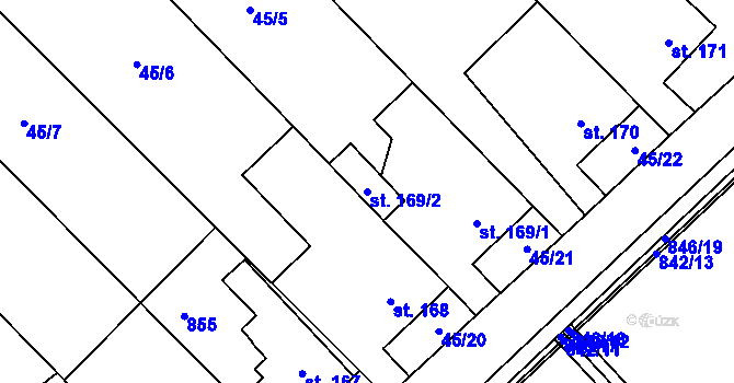 Parcela st. 169/2 v KÚ Dolní Studénky, Katastrální mapa