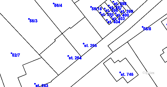 Parcela st. 265 v KÚ Dolní Studénky, Katastrální mapa