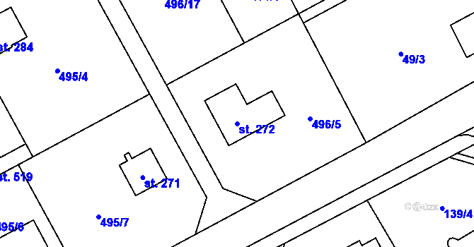 Parcela st. 272 v KÚ Dolní Studénky, Katastrální mapa