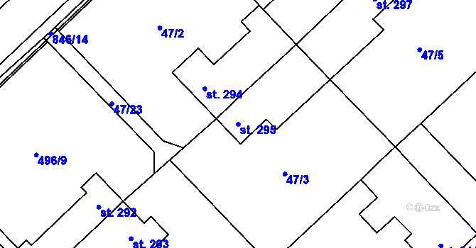 Parcela st. 295 v KÚ Dolní Studénky, Katastrální mapa
