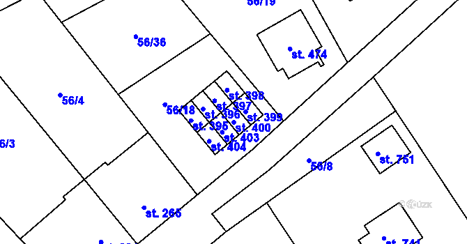 Parcela st. 400 v KÚ Dolní Studénky, Katastrální mapa