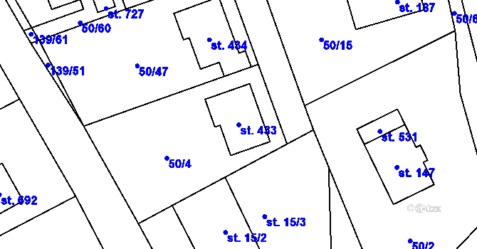 Parcela st. 433 v KÚ Dolní Studénky, Katastrální mapa