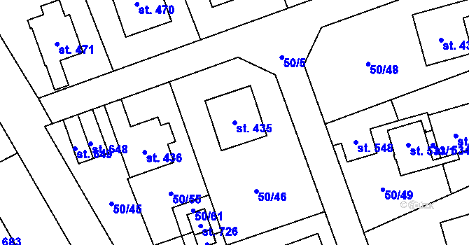 Parcela st. 435 v KÚ Dolní Studénky, Katastrální mapa