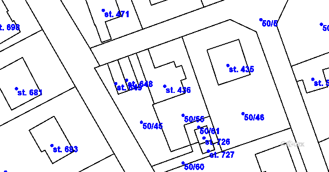 Parcela st. 436 v KÚ Dolní Studénky, Katastrální mapa
