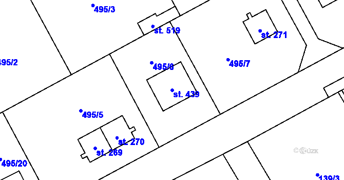 Parcela st. 439 v KÚ Dolní Studénky, Katastrální mapa