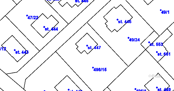 Parcela st. 447 v KÚ Dolní Studénky, Katastrální mapa