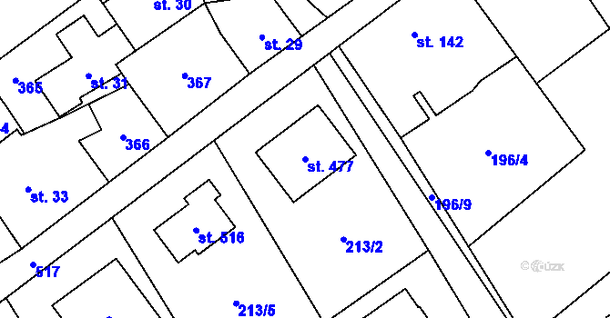 Parcela st. 477 v KÚ Dolní Studénky, Katastrální mapa