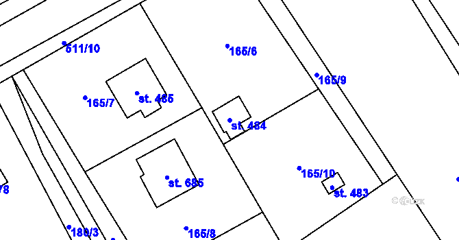 Parcela st. 484 v KÚ Dolní Studénky, Katastrální mapa