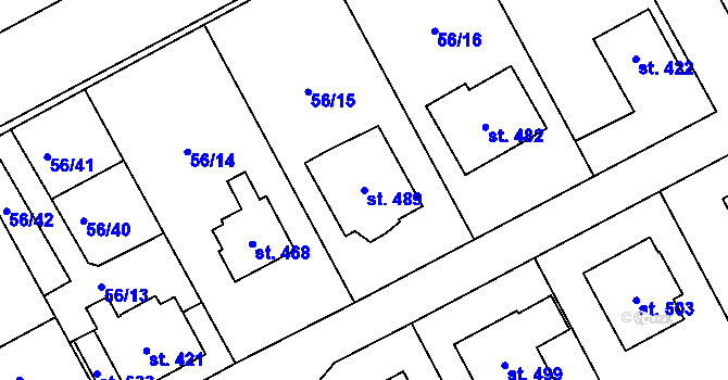 Parcela st. 489 v KÚ Dolní Studénky, Katastrální mapa