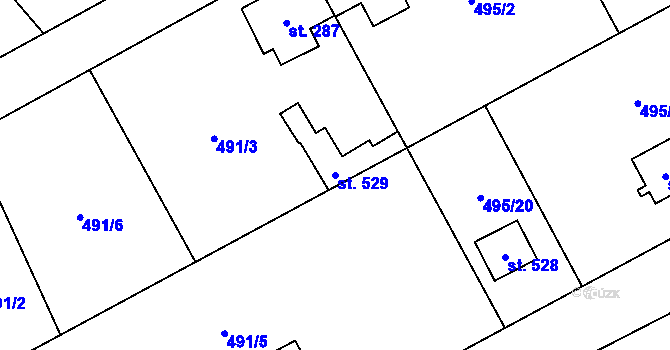 Parcela st. 529 v KÚ Dolní Studénky, Katastrální mapa