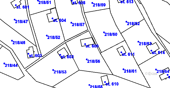 Parcela st. 609 v KÚ Dolní Studénky, Katastrální mapa