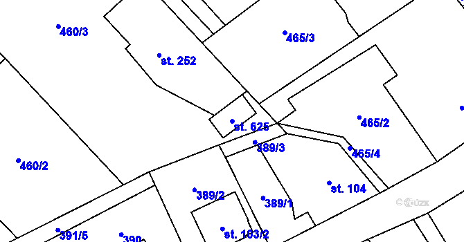 Parcela st. 625 v KÚ Dolní Studénky, Katastrální mapa