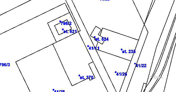 Parcela st. 41/11 v KÚ Dolní Studénky, Katastrální mapa