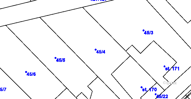 Parcela st. 45/4 v KÚ Dolní Studénky, Katastrální mapa