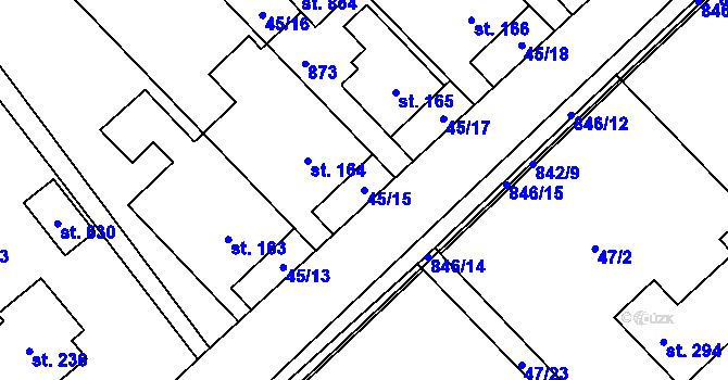 Parcela st. 45/15 v KÚ Dolní Studénky, Katastrální mapa