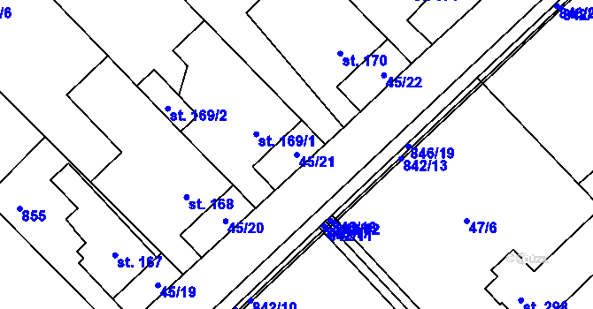 Parcela st. 45/21 v KÚ Dolní Studénky, Katastrální mapa