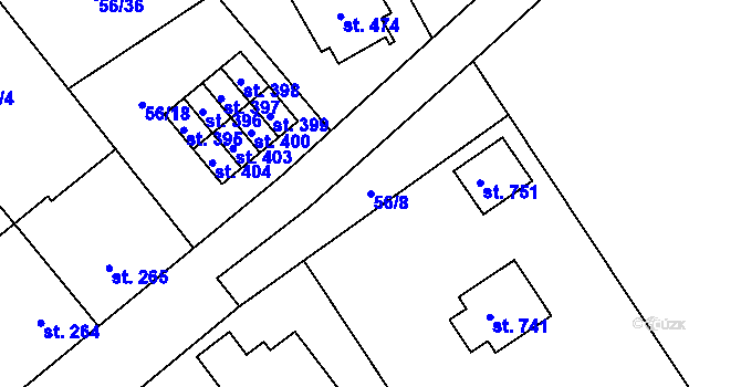 Parcela st. 56/8 v KÚ Dolní Studénky, Katastrální mapa