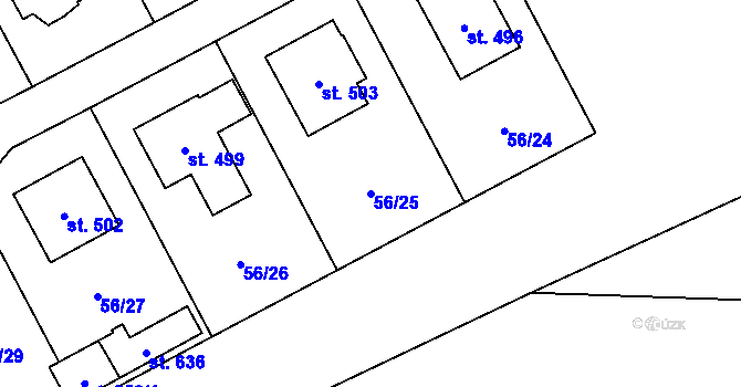 Parcela st. 56/25 v KÚ Dolní Studénky, Katastrální mapa