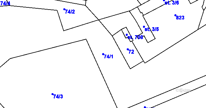 Parcela st. 74/1 v KÚ Dolní Studénky, Katastrální mapa