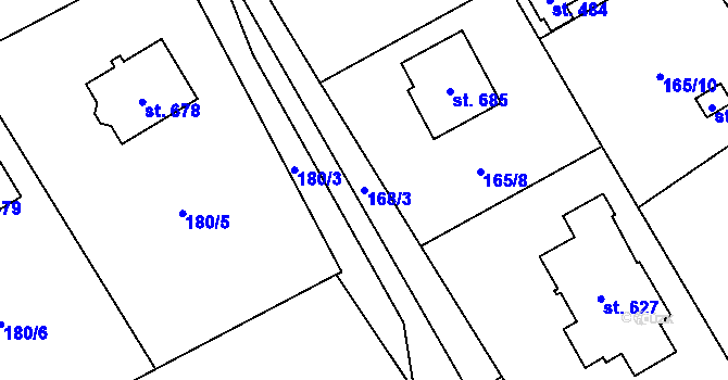 Parcela st. 168/3 v KÚ Dolní Studénky, Katastrální mapa