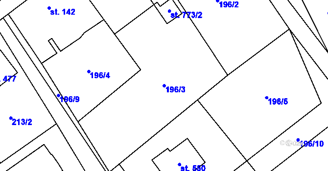 Parcela st. 196/3 v KÚ Dolní Studénky, Katastrální mapa