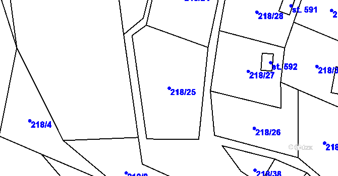 Parcela st. 218/25 v KÚ Dolní Studénky, Katastrální mapa