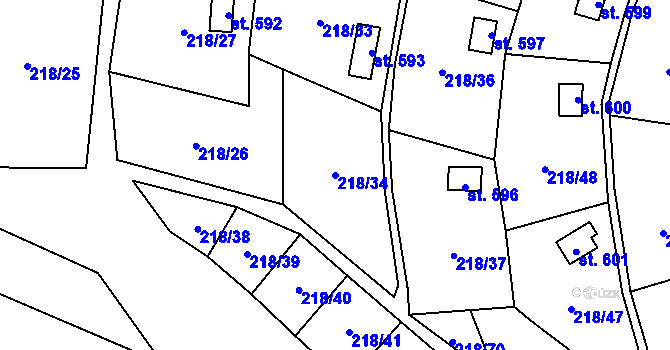 Parcela st. 218/34 v KÚ Dolní Studénky, Katastrální mapa