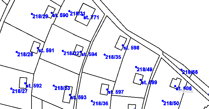 Parcela st. 218/35 v KÚ Dolní Studénky, Katastrální mapa