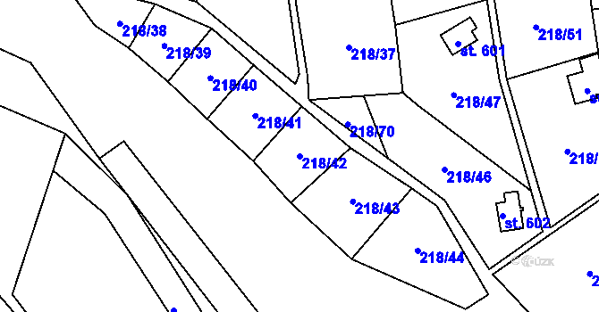 Parcela st. 218/42 v KÚ Dolní Studénky, Katastrální mapa