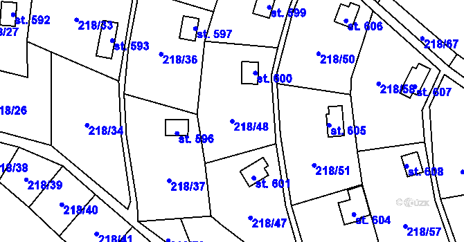 Parcela st. 218/48 v KÚ Dolní Studénky, Katastrální mapa