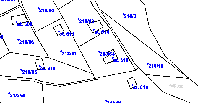 Parcela st. 218/64 v KÚ Dolní Studénky, Katastrální mapa