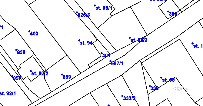 Parcela st. 401 v KÚ Dolní Studénky, Katastrální mapa