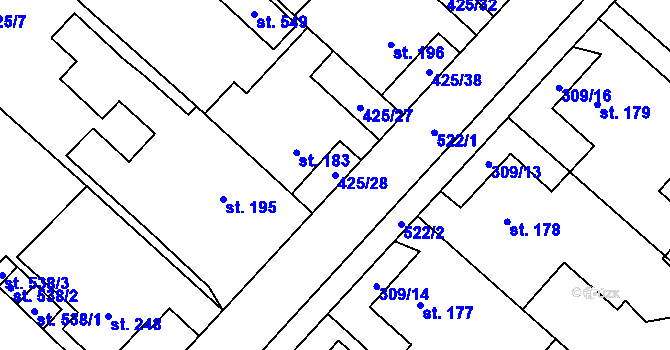 Parcela st. 425/28 v KÚ Dolní Studénky, Katastrální mapa