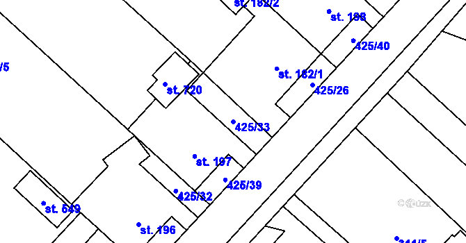 Parcela st. 425/33 v KÚ Dolní Studénky, Katastrální mapa