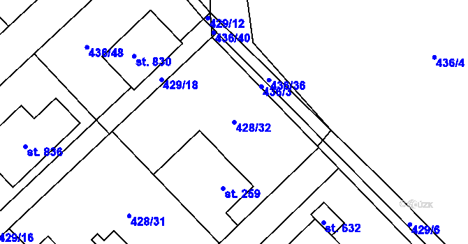 Parcela st. 428/32 v KÚ Dolní Studénky, Katastrální mapa