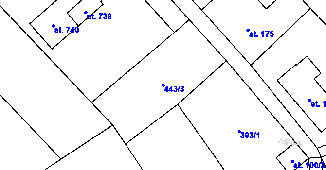 Parcela st. 443/3 v KÚ Dolní Studénky, Katastrální mapa