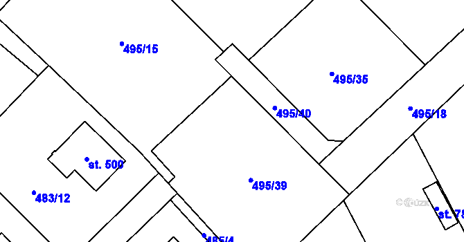 Parcela st. 495/16 v KÚ Dolní Studénky, Katastrální mapa